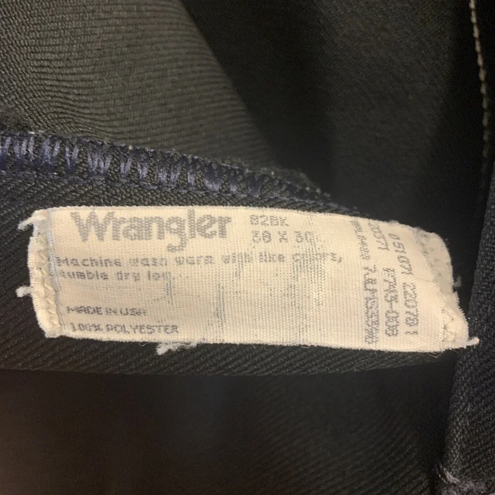 VINTAGE Wrangler Pants Mens 36X25 Black Bootcut Polyester Cowboy Western 38X30